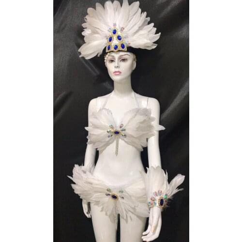 Feather clothing Stage performance catwalk carnival Headdress flower pubs party Mens wear womens clothing