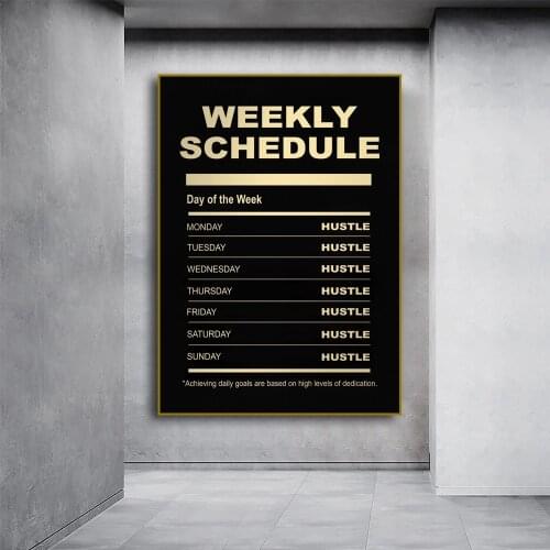 Weekly Schedule Canvas Painting Entrepreneur Motivational Quote Wall Art Posters Prints Wall Picture for Office Home Decoration