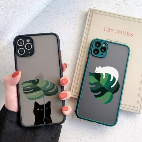 Retro Banana Leaves Animal Cats Phone Case for iphone 11 12 Pro Max X XS MAX XR 6s 7 8 Plus SE 2020 Back Hard Shockproof Cover