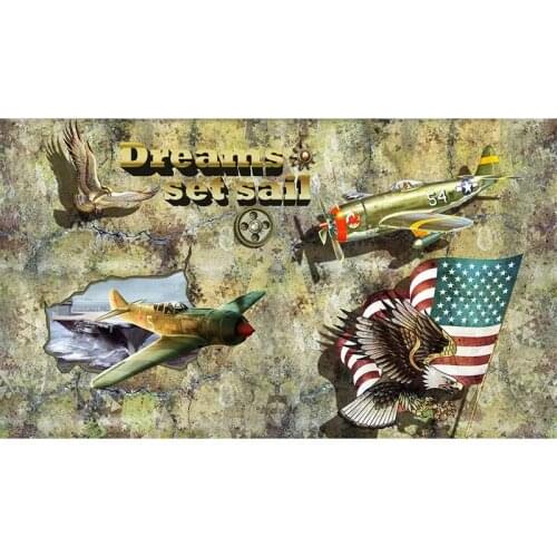 Airplane eagle flag full square embroidery Diamond 5D DIY diamond Painting Cross Stitch picture of Mosaic Rhinestone Y1844