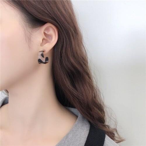 New Leopard Square Shape Geometric Earrings for Women Korean Hoop Earrings Trendy Fashion Pendientes Jewelry