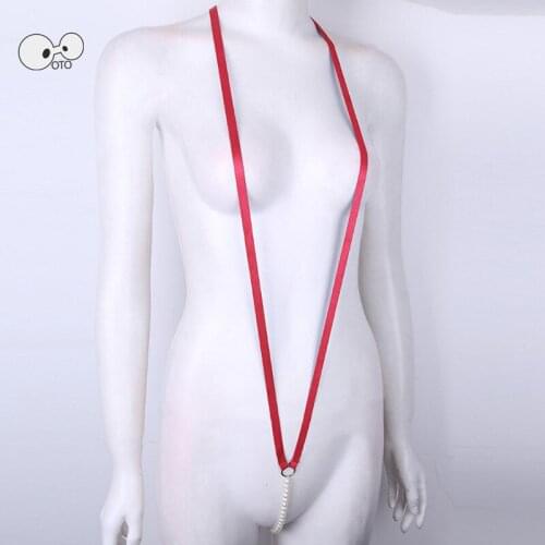 2020 Sexy Backless Crotchless Micro One Piece Swimsuit Women Bandage G String Thong Bikinis Mini Coverage Clubwear Sex Lingeries