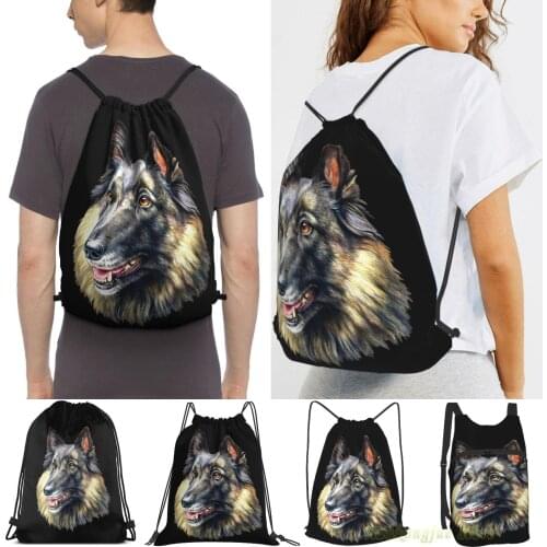 Unisex Drawstring Bags Belgian Tervuren Women Drawstring Backpacks Men Outdoor Travel Backpacks Training Fitness Bag