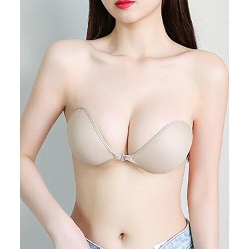 Front Buckle Push Up Bras Chest Stickers For Women Strapless Silicone Self-Adhesive Gathering Enhance Breathable Bra 2021 Hot