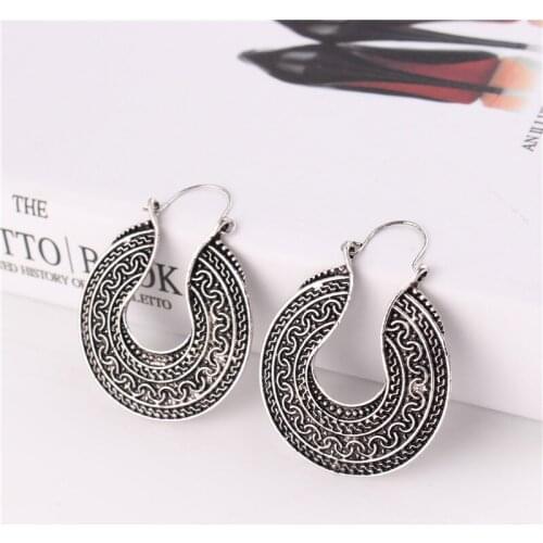 TODOX New women silver color metal Jewelry Drop Earrings Retro Geometric Bohemia Female Elegant lady hook earrings gifts