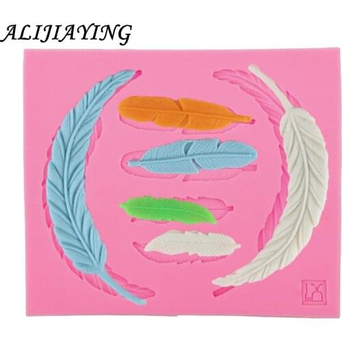 1Pcs Hot Sugarcraft Feather Silicone molds fondant mold cake decorating tools chocolate gumpaste Cake Border Mould D0526