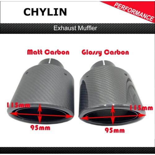 1 PCS Oval Slanted 95*115mm Carbon Fiber Car Exhaust Dual Tips Glossy Black Stainless Steel Exhausts Muffler Pipes For Ak