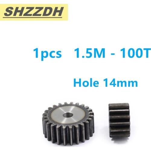 1pcs 1.5M 100T inner hole 14mm spur gear standard hole 90 degree 45# steel quenching processing