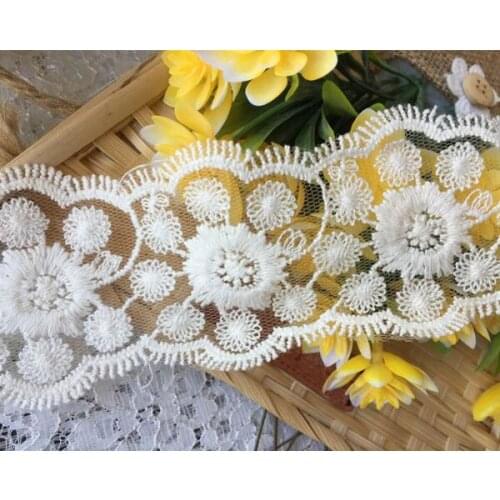 1yard/lot Width:6.5cm Natural Color Mesh flower lace, embroidered lace for scarpbooking, DIY handmade trim lace (ss-629)