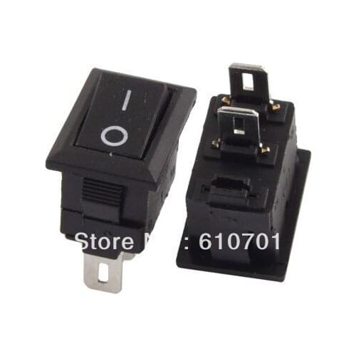 10pcs 2 Pin Solder Lug SPST On/Off Panel Mount Rocker Boat Switch 15x10mm 6A 250V AC 10A 125V AC Push Button Switches