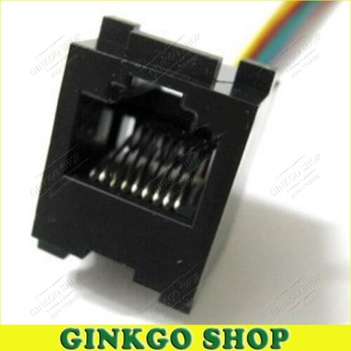 250pcs/lot 8 Pins RJ45 PCB Mounting Type RJ11 8P8C Modular Telephone Adaptors Connectors Jack with cable 641D-8P8C 150mm Length