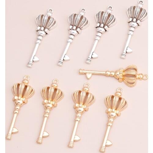 5pcs Big Statement Crown Key Pendants Jewelry for DIY Charms Bracelets Necklaces Gold Antique Silver Color Handmade Accessories