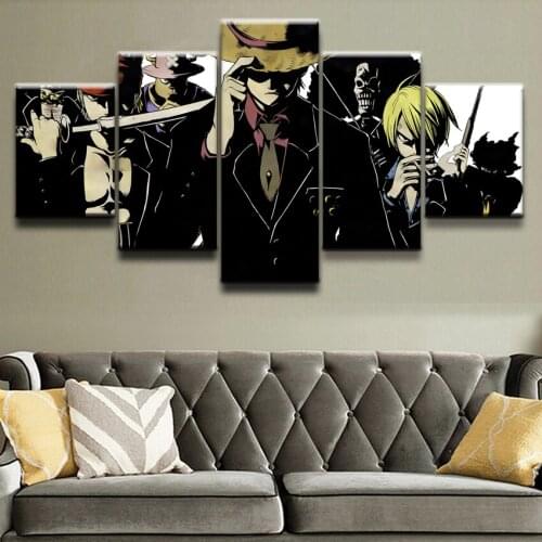 5 Pieces Home Decor Canvas Painting One Piece Characters Wall Art Anime Pictures Canvas Printed Modern Poster картины на стену