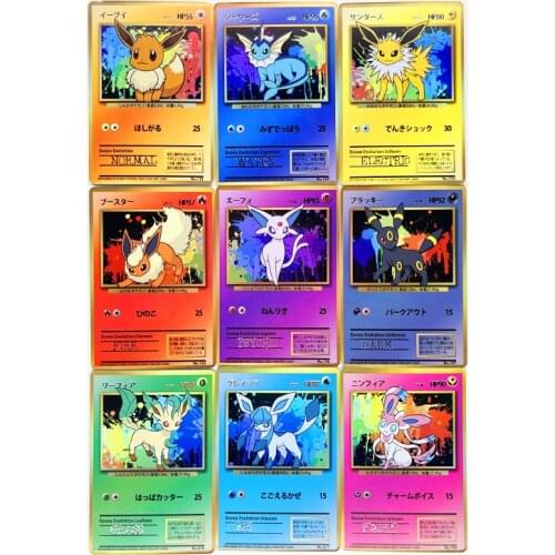 9pcs Pokemon Eevee Flareon Vaporeon Jolteon Umbreon Espeon Glaceon Toys Hobbies Hobby Collectibles Game Collection Anime Cards