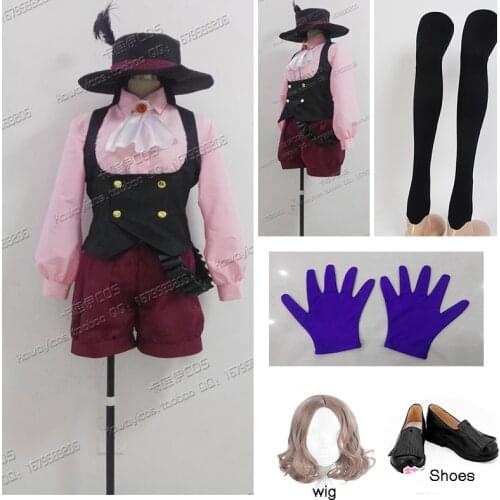 Anime Game Persona 5 Noir Haru Okumura Cosplay Costume Full Set With Hat Free shipping Halloween cosplay costume and wig Shoes