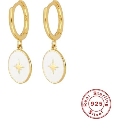 Canner 925 Sterling Silver Earrings For Women 2020 Egg-shaped Oil Drip Astrolabe Huggies Earrings Pendientes Plata 925 Brincos