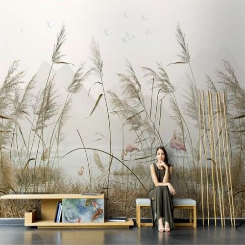 Beibehang Custom Nordic Reed Grass photo wallpapers Living Room Landscape Painting TV Background papel de parede 3d Wall Paper
