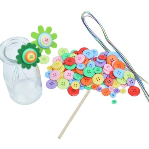 New ideas DIY button bouquet handmade flower child Handicrafts kindergarten manual course making Button flower