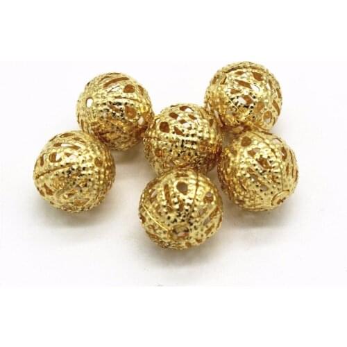 100 PCS 10mm 12mm Metal Raw Brass Silver Color Antique Bronze Round Beads Hole Beads For Jewelry Making