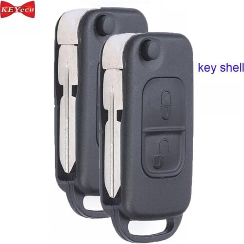 KEYECU 1pc/ 2pcs/ 10pcs for Mercedes-Benz C E ML S Remote Car Key Shell Case Fob 2 Button HU39 Blank Blade Uncut