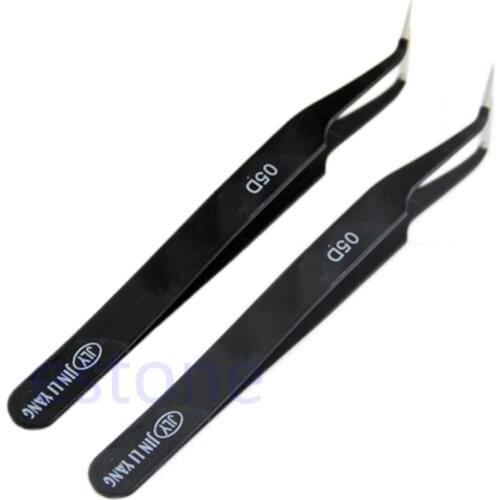 Black Curved Tips Antimagnetic Antistatic Tweezer Forceps Nipper New