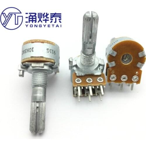 RK16 type double potentiometer B10K shaft length 25mm power amplifier volume free shipping YongYeTai