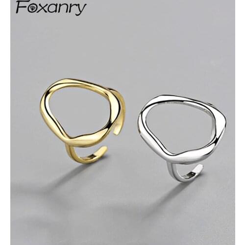 Evimi Hot Sale 925 Sterling Silver Party Ring for Women Couple Creative Irregular Simple anillos Jewelry Size 17.3mm Adjustale