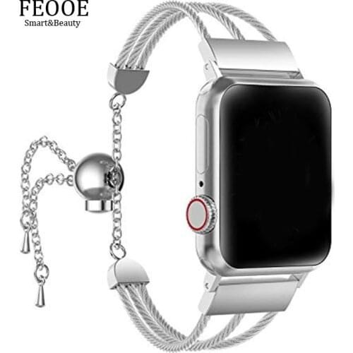 FEOOE Suitable for Applewatch Apple Watchband Stainless Steel Chain Hollow Bracelet Steel Wire Rope Watchband LXY