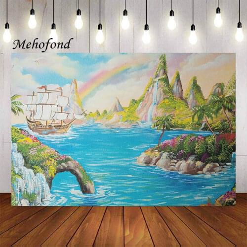 Mehofond Photography Background Sailboat Sailing Seaside Palm Tree Kids Birthday Party Portrait Decor Backdrop Photo Studio Prop