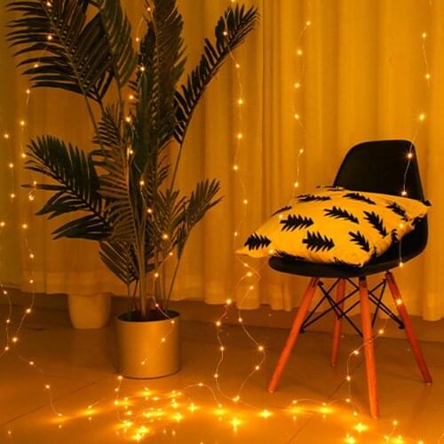 Curtain Lamp Garland White Copper String Light Remote Control USB Curtain Light Garland Bedroom Christma Light Outdoor