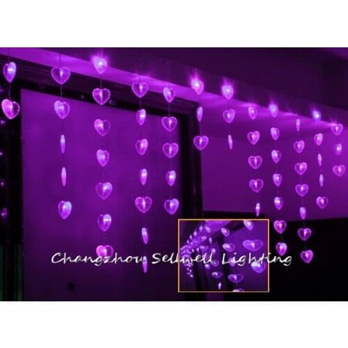 GOOD!LED festival bulb entrance decoration 0.7*2m purple shape of heart bead curtain lamp H147