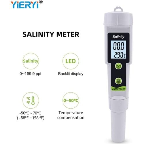 Digital Salinity Meter 0~199.9ppt Salt Content Tester Water Quality Test High Precision Concentration Measurement Salinometer