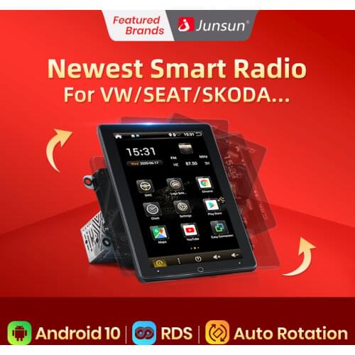 Junsun New Rotation Tesla Screen Android 10.0 2 din Car Radio Player For VW/Volkswagen Golf Passat Navigation GPS 2din 1din DVD