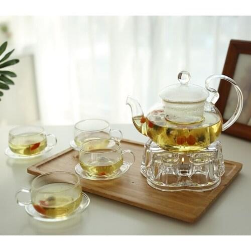New Arrival Whole Set Creative Kung Fu Ceramic Glass Tea Sets Flower Pots Heat Resistant Filter Teapot With Cup Free Shipping