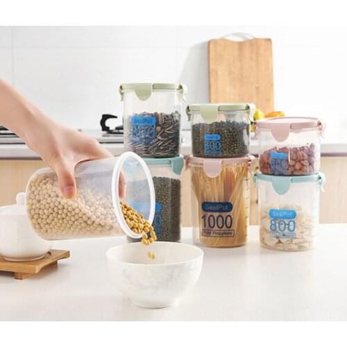 4 Sizes Kitchen Transparent Storage Box Sealed Jar Grains Beans Storage Organizer Food Containers Refrigerator Storage Boxes New