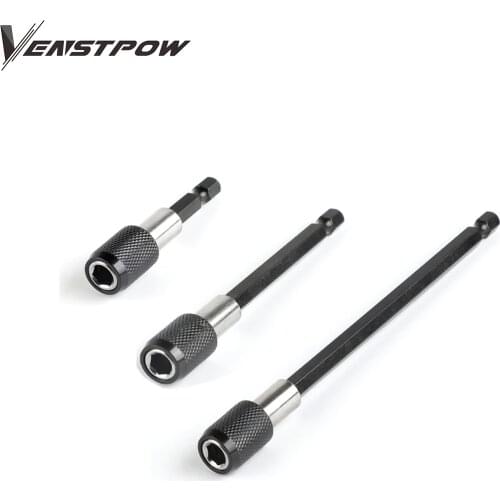 1pc 1/4 Inch Hex Shank Quick Release Screwdriver Magnetic Bit Holder with Adjustable Collar Extension Bar 60mm 100mm 150mm