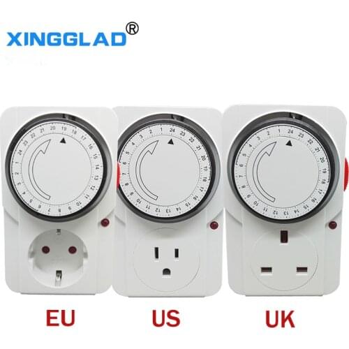 EU/US/UK Plug 24 Hour Programmable Mechanical Timer Switch Universal Socket Timer Saving Intelligent Home