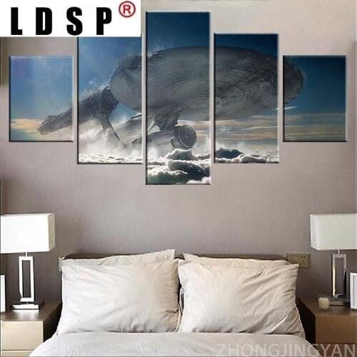 LDSP Wall Paintings Room Home Decor Star Poster Wall Decor Spaceship Oil Painting Canvas Room Decor Aesthetic Printed Canvas