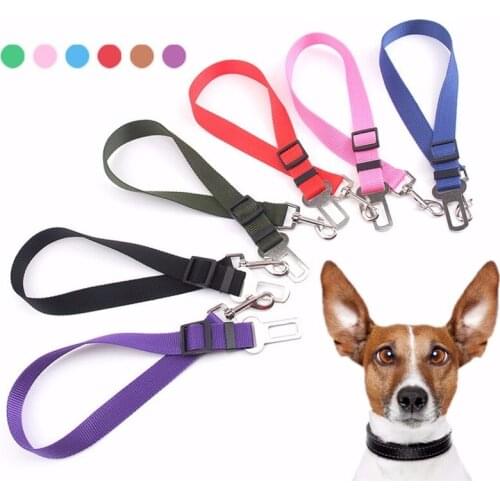 Wholesale Customized Good Quality Nylon Dog Safety Car Seat Belt Designer Dog Collar Small Dog Harness Dog Seat Belt