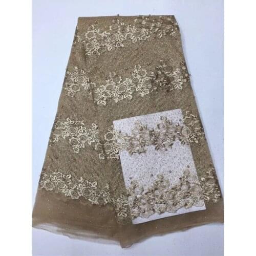 Nigerian Lace Fabric 2018 High Quality african Lace Fabric With Stones Lace Material For Tulle Lace African Dresses red and gold