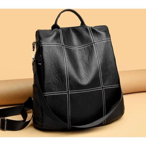 2021 New Women Waterproof anti-theft Leather Backpacks Bags For Girls Female Shoulder Multifunction Traveling Backpack Mochilas