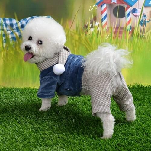 The New Pet Dress Golden Hair Of The British Autumn winter Is Warmer Than The Bear DogS velvet Fwour-Legged Dress Dog jumpsuit