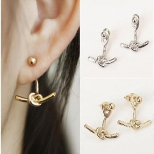 New Fashion Earrings Gothic Women Cool Jewelry Knot Temperament Wild Metal Junction Creative Alloy Stud Earrings Gifts