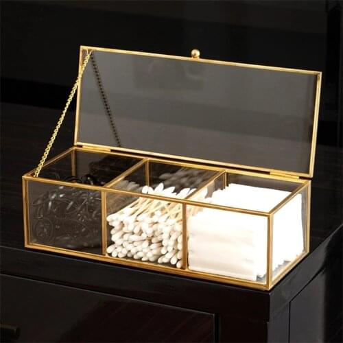 Make Up Organizer Glass Jewelry Storage Box Cotton Swab Case Organizadores De Maquillaje En Acrilico Cosmetic Storage Box