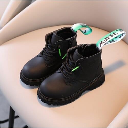 2021 autumn winter new children Martin boots solid color British style boys small leather boots girls fashion small short boots