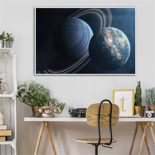 Universe Space Moon Poster Silk Cloth Earth Canvas Painting Print Wall Art Planet Satellite Solor System Living Room Decoration