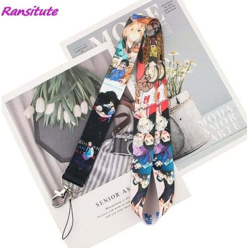Ransitute R1712 Anime Yuri On Ice Cartoon Style Anime Lovers Key Chain Lanyard Neck Strap For USB Badge Holder DIY Hang Rope