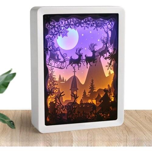 Romantic and practical gift paper carved picture frame lamp 3D creative custom decoration night lamp home decoration photo frame
