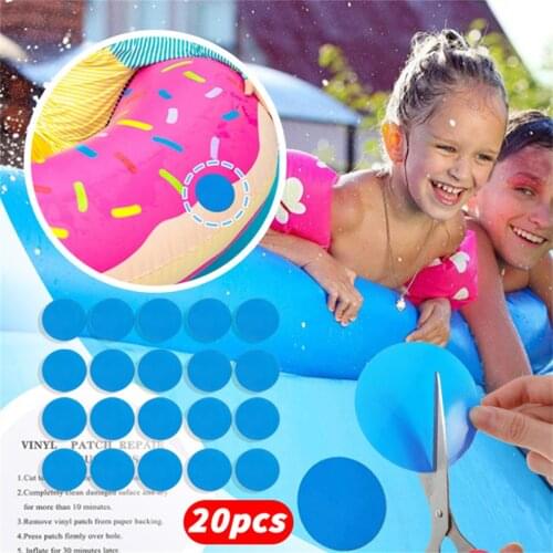 20pc Self Adhesive Pvc Repair Patch Round Vinyl Pool Liner Patch Rubber Boat Repair For Inflatable Boat Stickers Pool Accessorie