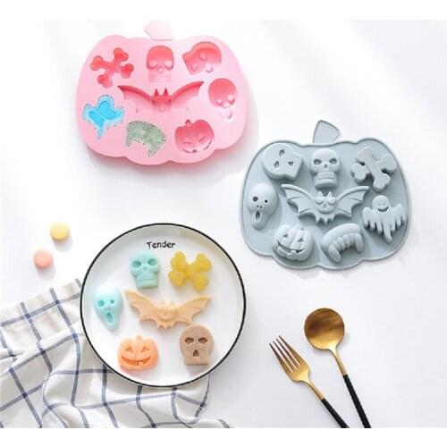 Silicone Cake Mold Halloween Pumpkin Shaped Home Eight Grids Food Mould for Cake Biscuit Chocolate Kitchen DIY Baking Tools 2021